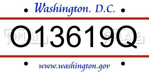 O13619Q District Of Columbia License Plate