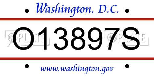 O13897S District Of Columbia License Plate