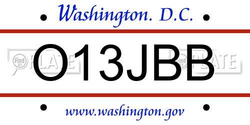 O13JBB District Of Columbia License Plate