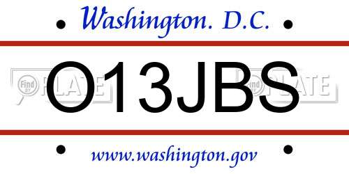 O13JBS District Of Columbia License Plate