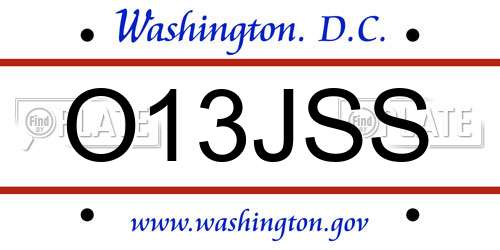 O13JSS District Of Columbia License Plate