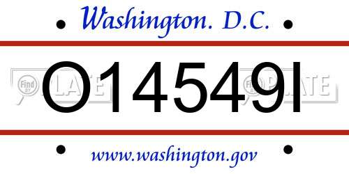 O14549I District Of Columbia License Plate