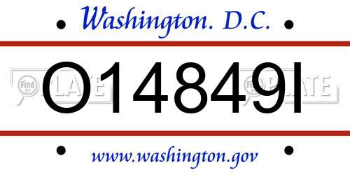 O14849I District Of Columbia License Plate