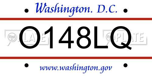 O148LQ District Of Columbia License Plate