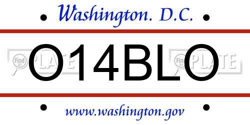 O14BLO District Of Columbia License Plate