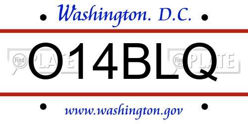 O14BLQ District Of Columbia License Plate