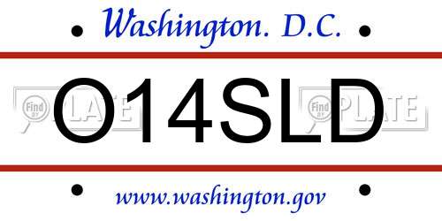 O14SLD District Of Columbia License Plate