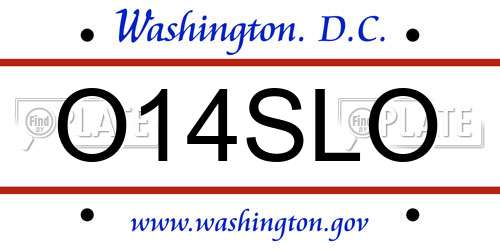 O14SLO District Of Columbia License Plate