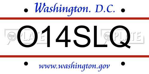 O14SLQ District Of Columbia License Plate