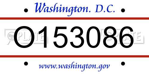 O153086 District Of Columbia License Plate