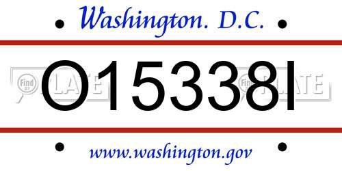 O15338I District Of Columbia License Plate