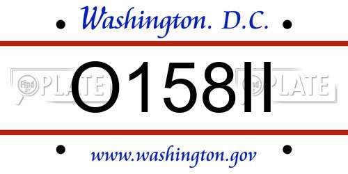 O158II District Of Columbia License Plate