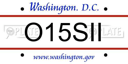 O15SII District Of Columbia License Plate