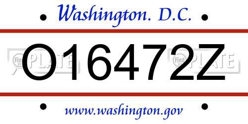 O16472Z District Of Columbia License Plate