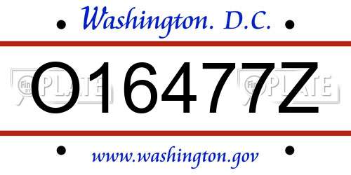 O16477Z District Of Columbia License Plate