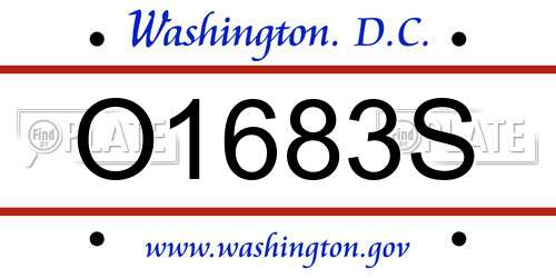 O1683S District Of Columbia License Plate