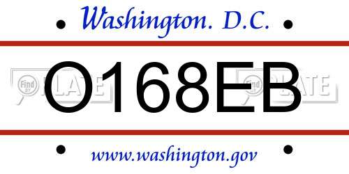 O168EB District Of Columbia License Plate