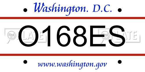 O168ES District Of Columbia License Plate