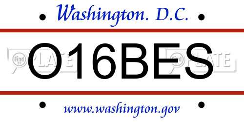 O16BES District Of Columbia License Plate