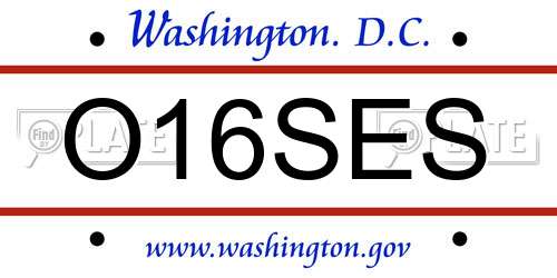 O16SES District Of Columbia License Plate