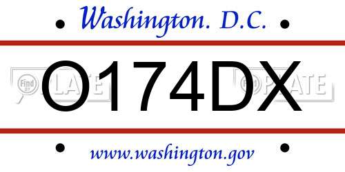 O174DX District Of Columbia License Plate