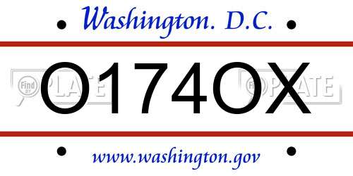 O174OX District Of Columbia License Plate