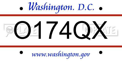 O174QX District Of Columbia License Plate