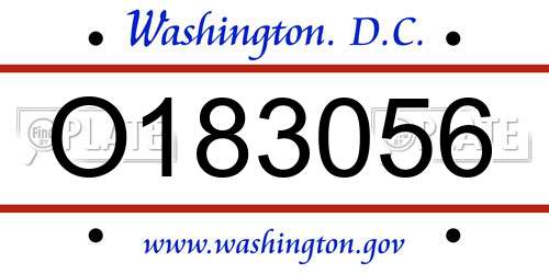 O183056 District Of Columbia License Plate