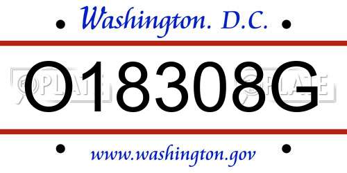 O18308G District Of Columbia License Plate