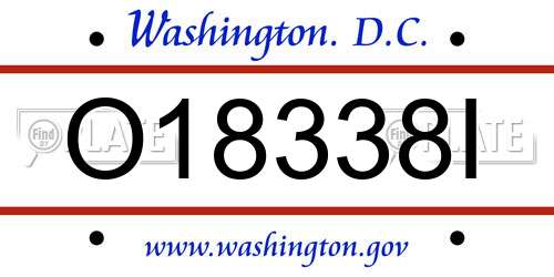 O18338I District Of Columbia License Plate
