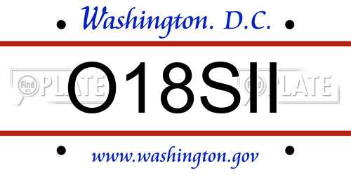 O18SII District Of Columbia License Plate