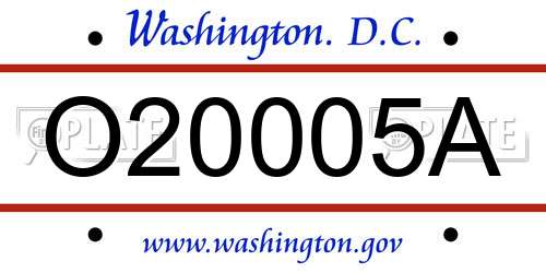 O20005A District Of Columbia License Plate