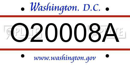 O20008A District Of Columbia License Plate