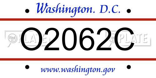 O2062C District Of Columbia License Plate