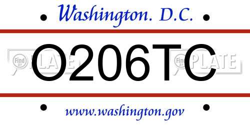 O206TC District Of Columbia License Plate