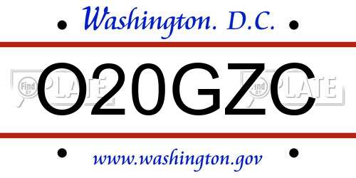 O20GZC District Of Columbia License Plate