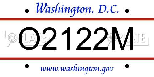 O2122M District Of Columbia License Plate