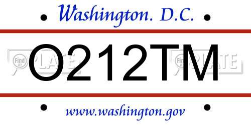 O212TM District Of Columbia License Plate