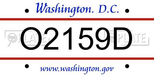 O2159D District Of Columbia License Plate