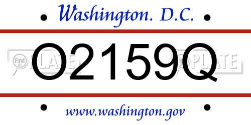 O2159Q District Of Columbia License Plate