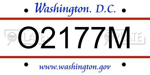 O2177M District Of Columbia License Plate