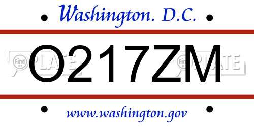 O217ZM District Of Columbia License Plate