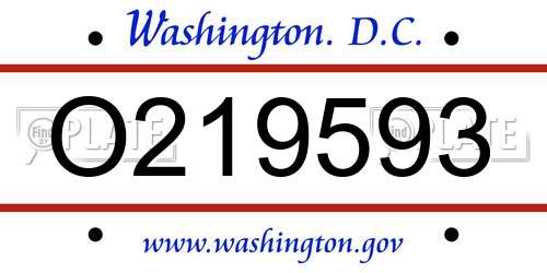 O219593 District Of Columbia License Plate
