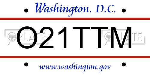 O21TTM District Of Columbia License Plate