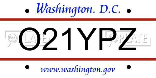 O21YPZ District Of Columbia License Plate