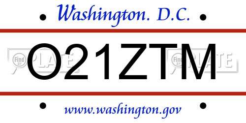 O21ZTM District Of Columbia License Plate