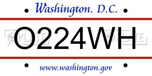 O224WH District Of Columbia License Plate