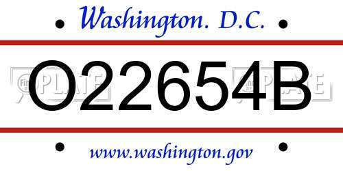 O22654B District Of Columbia License Plate