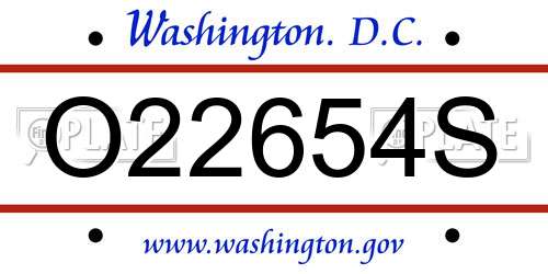 O22654S District Of Columbia License Plate