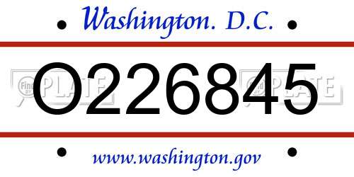 O226845 District Of Columbia License Plate